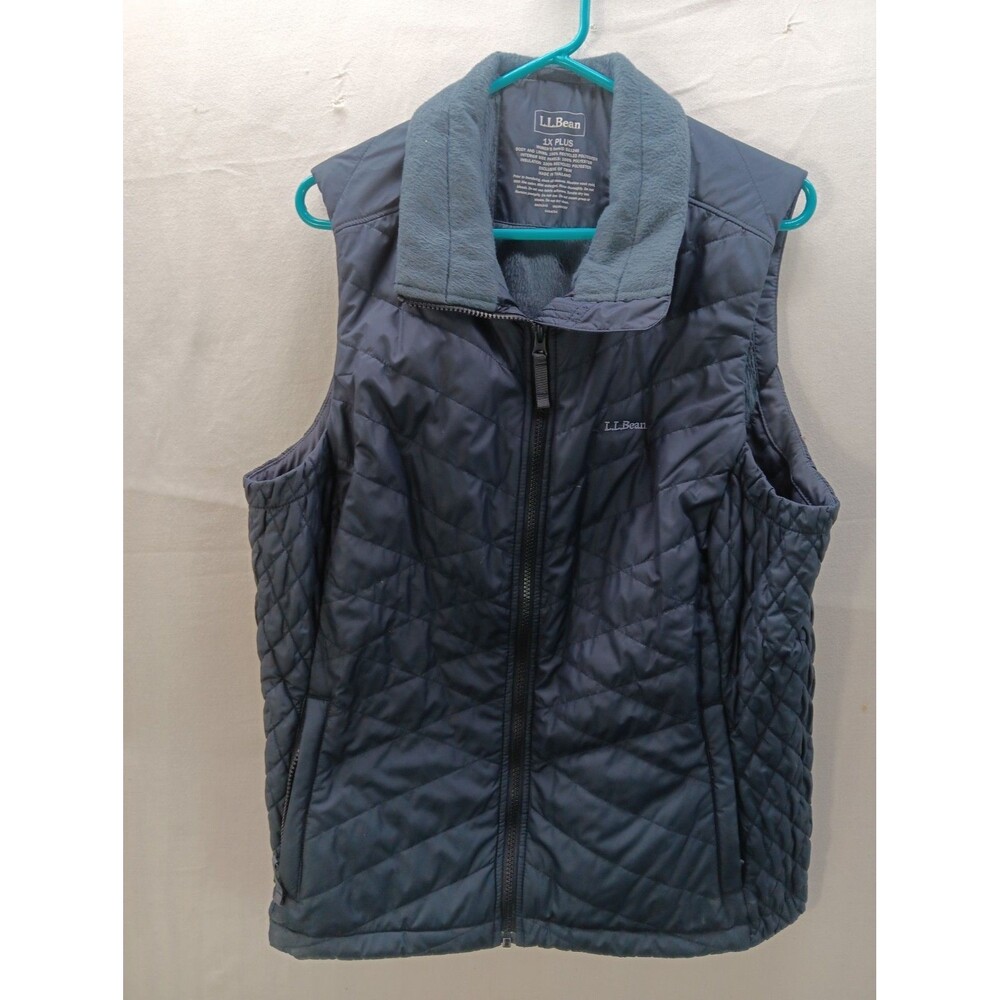 L.L.Bean Sweater Fleece Long Vest Womens 2X Plus Black Full Zip Outdoor
